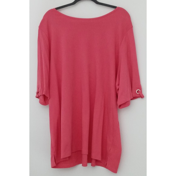 Quacker Factory Tops - Quacker Factory Blouse Women's Size 3X Pink Embellished Sleeves Pre-owned
